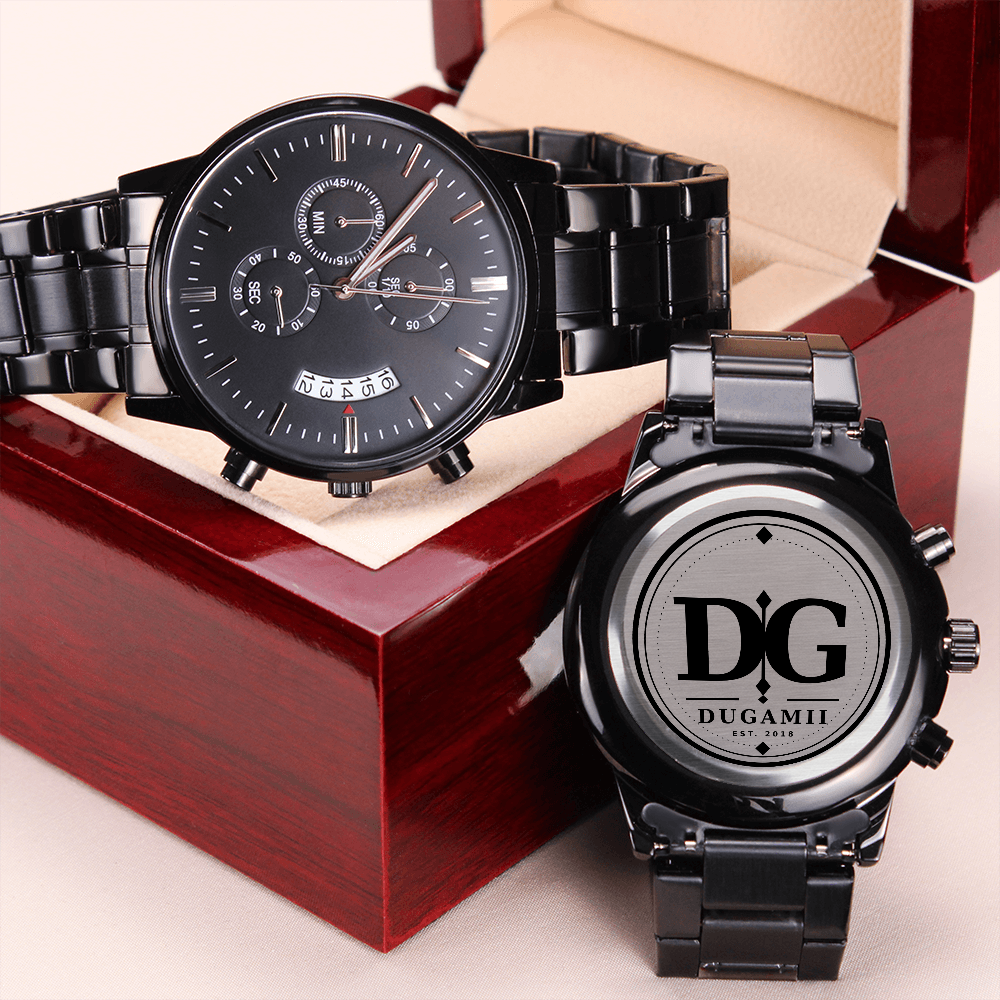 DuGamii Built Different Black Chronograph Watch