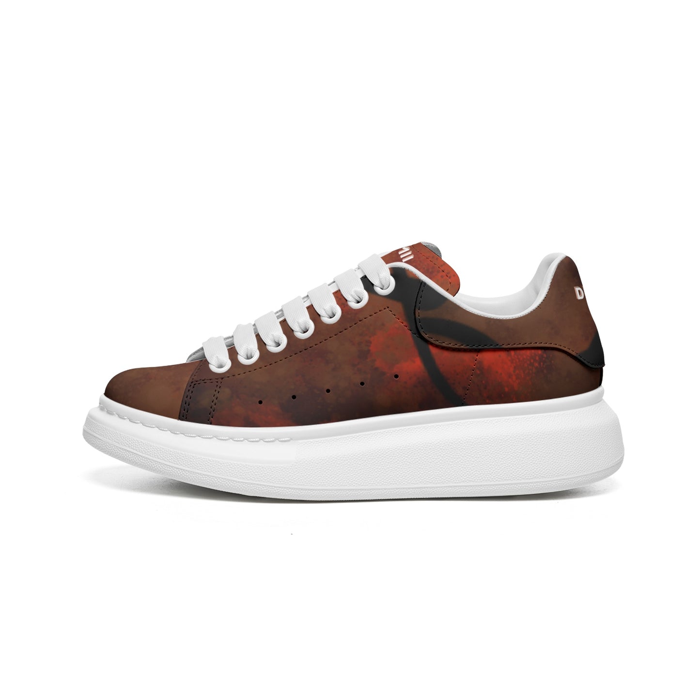 DuGamii Unisex Non Slip Lace Up Leather "Blood Moon" Sneakers