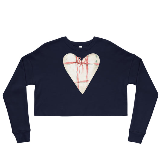 DuGamii Pink Gift Heart Design Cropped Sweatshirt